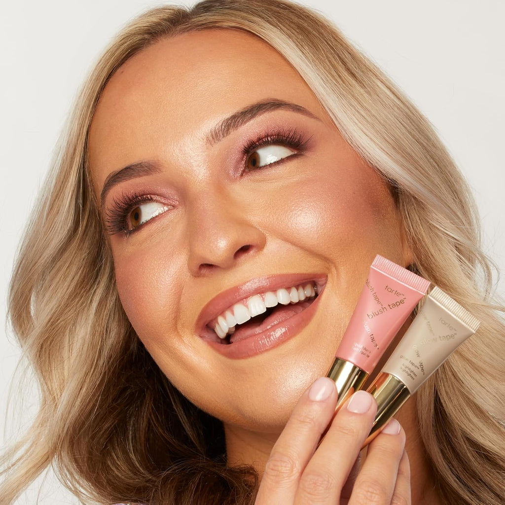 Tarte Glowing Cheeks Blush Tape & Glow Duo - Buildable Cream Blush & Illuminating Highlighter, Vegan & Cruelty-Free