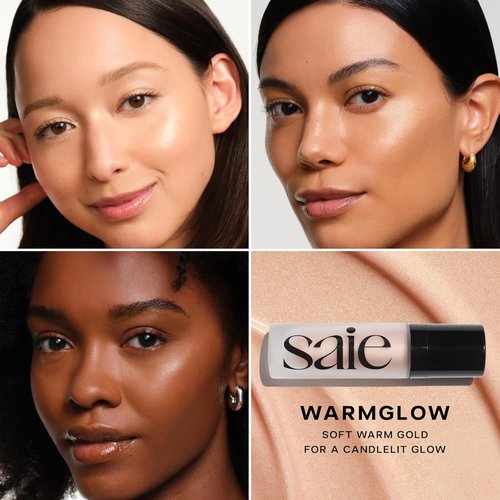 Saie Glowy Super Gel - Hydrating Makeup Primer & Illuminating Serum with Vitamin C - Warmglow (1 oz)