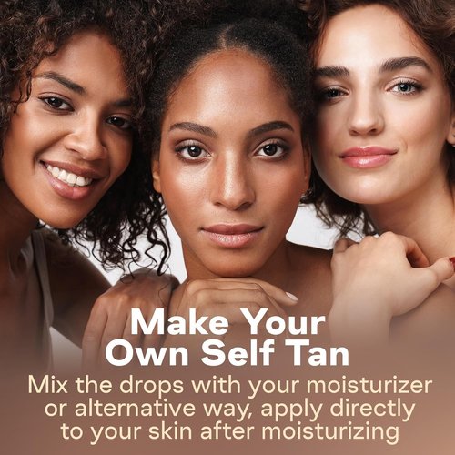 Self Tanning Drops Kit with Exfoliating Mitt to prepare your skin – Made in Korea, Natural Ingredients, Aloe Leaf Juice & Hyaluronic Complex Face & Body Non-Toxic, Fragrance-Free, Self tanner kit