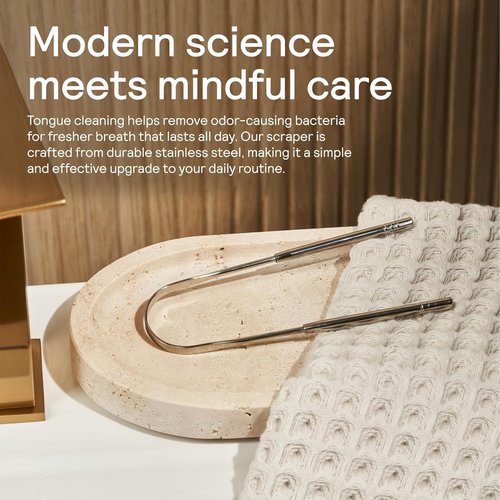 HUPPY Stainless Steel Tongue Cleaner - Reusable Tongue Scraper for Fresh Breath & Oral Hygiene | Durable Zero-Waste Tool