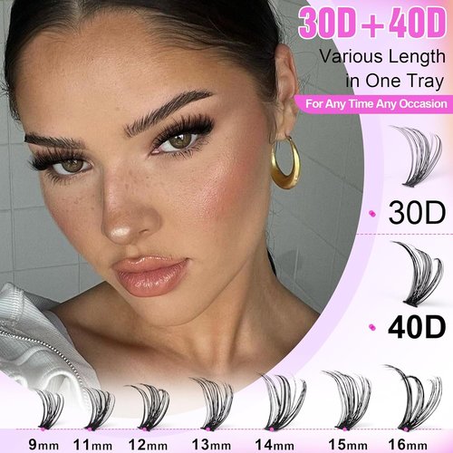 Pawotence Lash Extension Kit - 280pcs DIY Eyelash Clusters | 9-16mm 30D & 40D Individual Lashes