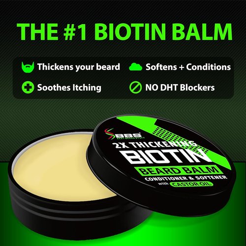 Skiennix Beard Growth Kit - 2X Thickening Biotin Balm & Conditioner + 6X Liquid Biotin with Collagen Peptides for Enhanced Beard & Hair Growth