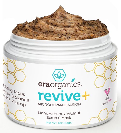 Manuka Honey Exfoliating Face Scrub – Gentle Microdermabrasion Face Exfoliator to Help Smooth, Soften & Balance with Moisturizing Organic Superfoods 4oz