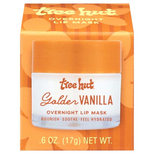 Tree Hut Golden Vanilla Overnight Lip Mask, Hydrating & Moisturizing Lip Treatment with Shea Butter, Vitamin E, Nourishing Lip Care for Soft, Smooth Lips, Overnight Lip Repair Balm, 0.6 oz