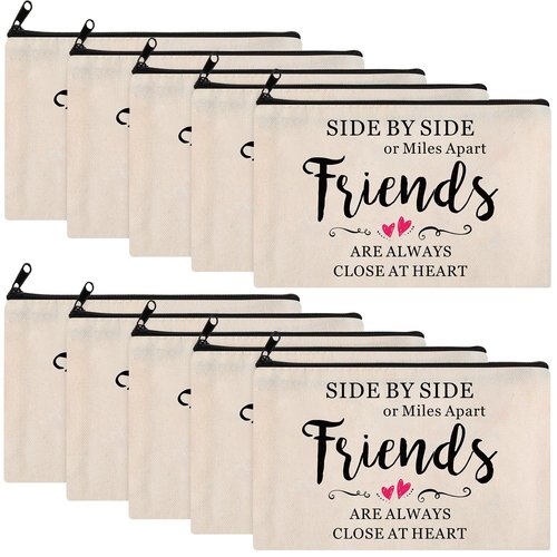 Saintrygo 10 Pieces Friendship Gifts for Women Good Friend Cosmetic Bags Funny Long Distance Friendship Makeup Bags Christmas Gift Travel Toiletry Makeup Zipper Pouch for BFF Soul Sister(Heart Style)