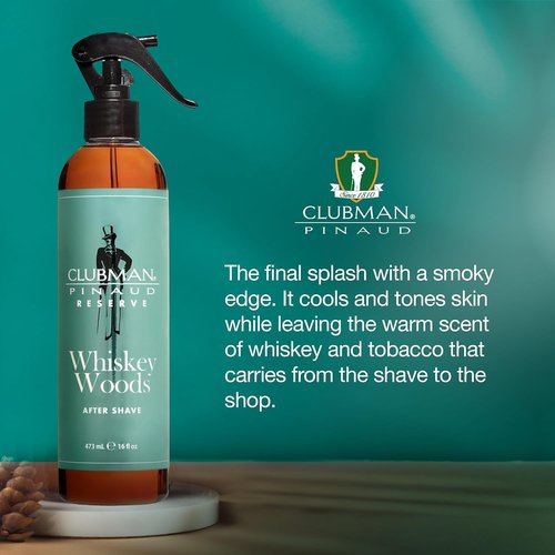 Clubman Reserve After Shave Spray | Whiskey Woods Scent for Men - Long-Lasting Fragrance, 16 fl oz