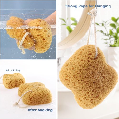 Bathing Sponges, Azymi 4-Pack Shower Sponge for Women Men, Body Wash Sponges with Dense Foam for Gentle & Deep Cleansing, Ultra-Soft for Sensitive Dry Skin
