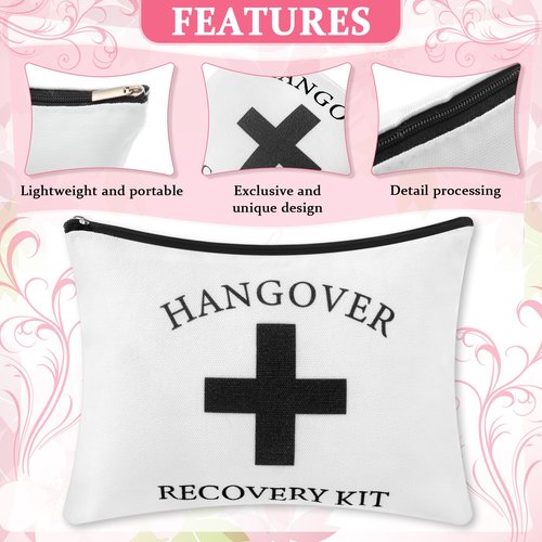 Honeydak 12 Pcs Recovery Kit Bags for Her Bachelor Party Favor Wedding Emergency Kit Makeup Bag for Bride Women Bachelorette Bridal Shower Pouches Decorations Friends Sister Gifts(Black Cross)