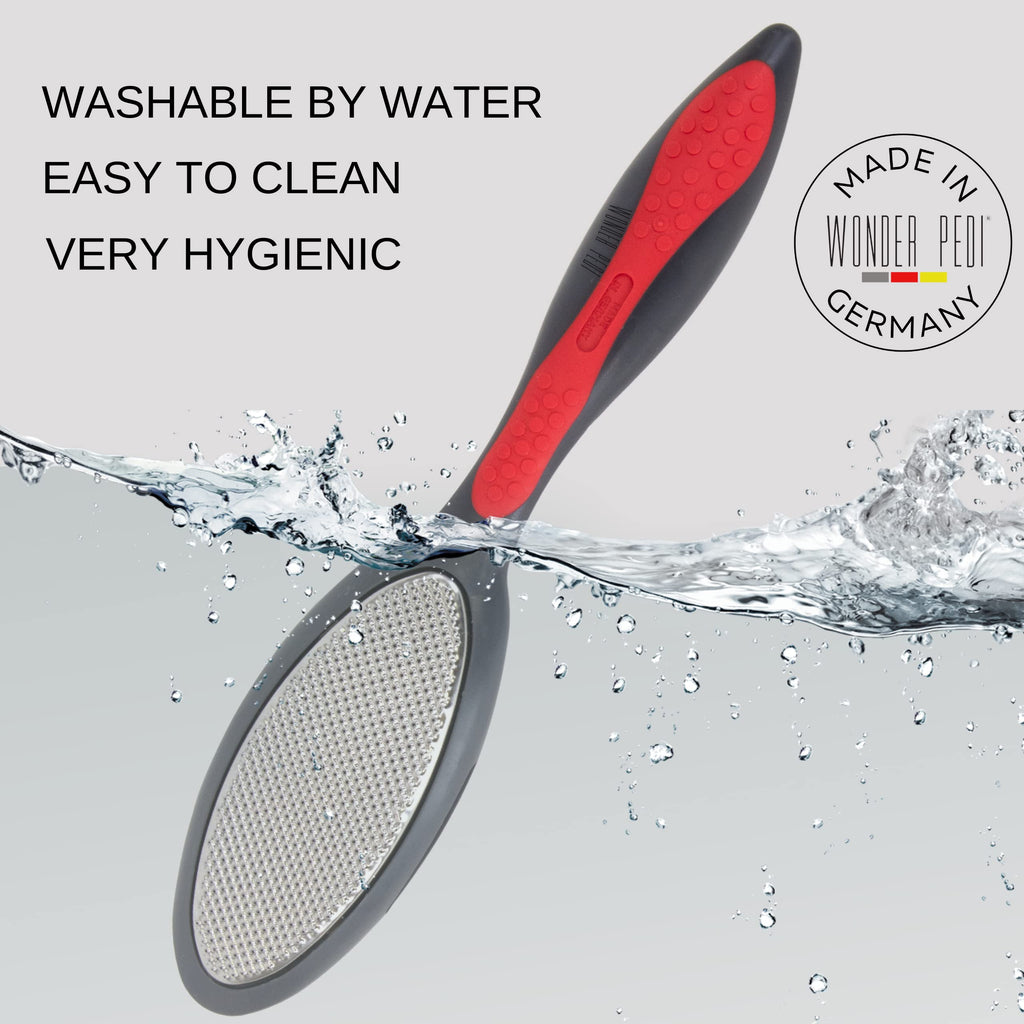 WONDER PEDI Double Sided Foot File - Made in Germany Feet Scrubber and Feet Softener Callus Remover Spay., Red, 1.0 Count