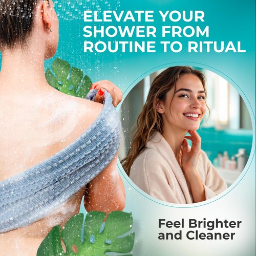 BONDI Exfoliating Shower Towel for Smooth Skin - Extra Long - Perfect for Back Scrubbing - Made in Japan