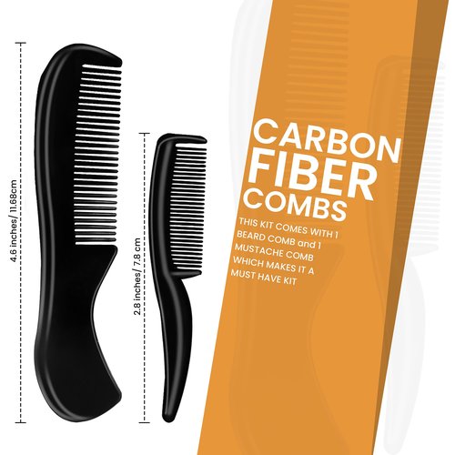 5'' Beard Scissors for Men- German Mustache Scissors with Beard & Mustache Comb- Beard Trimming Scissors with Travel Pouch- Mustache Grooming kit for Men Facial Hair Styling-Mustache Trimmer.