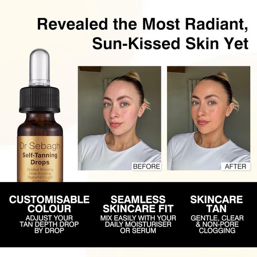 Dr Sebagh Self-Tanning Drops - Customizable Streak-Free Face Tanner | 0.17 fl oz for Natural Golden Glow