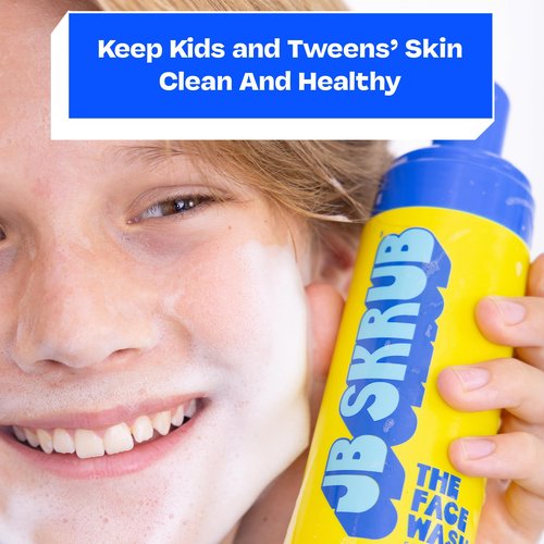 JB SKRUB The Face Wash - Gentle Facial Cleanser for Kids, Tween and Teen Boys - Fragrance-Free Foaming Face Wash with Aloe Vera & Chia Seed for Sensitive Skin - 5 Fl. Oz