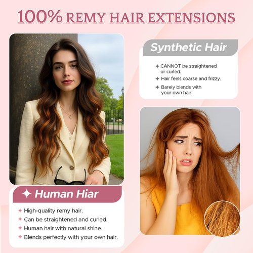 SEGOHAIR Clip in Hair Extensions Real Human Hair for Women, 10 Inch 31g 6pcs, Pink, Straight - Highlight, Add Volume and Length for Daily Wear, Parties, Weddings