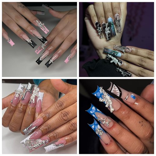Gehaiwo 44PCS Gun Nail Charms Nail Art Rhinestone,Gold Silver Alloy Gun Dollar Sign Star Nail Decoration for Acrylic Nails, Nail Jewels Accessories for Nail Art Supplies DIY Nail Craft