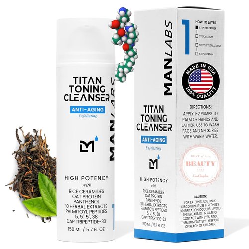 Man Labs Titan Anti-Aging Face Wash | Gentle Exfoliating Cleanser for Men – Hydrate & Revitalize – Unscented, All Skin Types