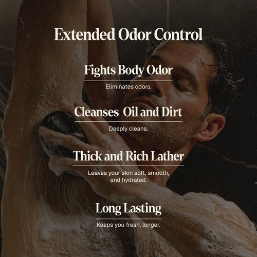 Black Wolf Deodorizing Body Wash for Men - Mens Long-Lasting Shower Gel Fights Body Odor - Hydrating & Moisturizing Body Cleanser Soap Removes Grime, Sweat & Buildup - Clean & Crisp Agave Scent