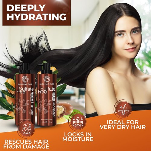 **Regine Switzerland Moroccan Argan Oil Shampoo & Conditioner Set - Sulfate-Free Hydration for Curly, Color-Treated Hair**