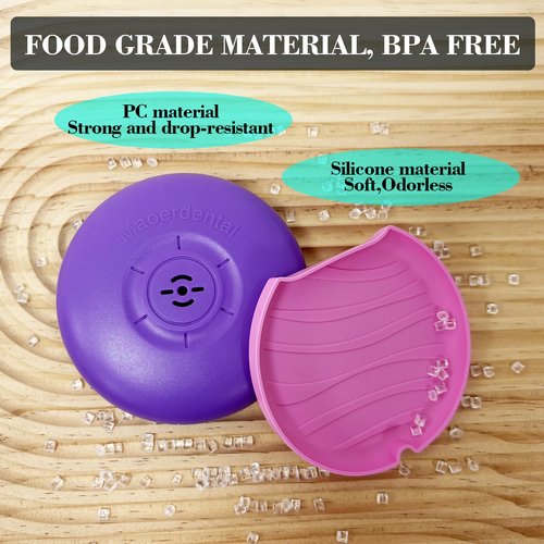 Maoerdental 2 Pack Retainer Case,Aligner Case with Vent Holes, Compatible with Invisalign, Mouth Guard Cases，Portable Slim Travel Cute Orthodontic Retainer Cases (Pink Purple)