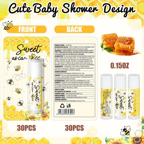 Sacubee 30 Pack Sweet as Can Bee Bulk Baby Shower Games Prizes Party Gifts Lip Balms Favors for Winners Adults Guests Gender Reveal Favors Decorations Baby Shower Souvenirs Gift Bags Stuffers