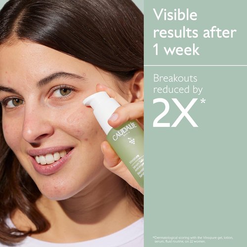 Caudalie Vinopure Acne Treatment Trio - Skin Perfecting Serum 30 mL | Purifying Gel Cleanser 75 mL | Salicylic Spot Solution 15 mL