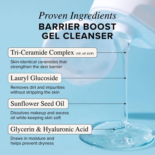 Asterwood Gel Cleanser for Skin Barrier Repair - Hyaluronic Acid Face Wash with Ceramides & Niacinamide - Gentle Facial Cleanser to Remove Makeup & Excess Oil - Hydrating, Fragrance-Free - 5 Fl Oz