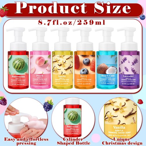 Swiffen 6 Pack Foaming Hand Soap with Pump Care Moisturizing Liquid Fruity Scented Foam Hand Wash Employee Appreciation Gift Bulk 2026 New Year Gift for Kitchen Bathroom Family Teacher 8.75 Fl. oz
