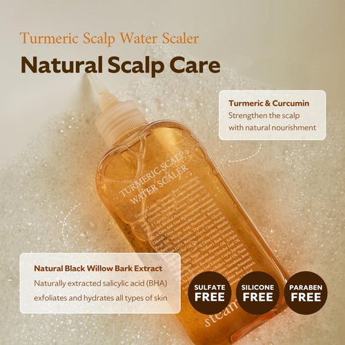 STEAMBASE Turmeric Scalp Water Scaler | Scalp Exfoliator for Itchy Dry Scalp, Thinning Hair, Buildup Remover, Treatment for Excess Sebum Oily Greasy Hair | Korean Hair Care Products, 8.45 fl oz