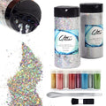 Craft Glitter, 380g Nail Glitter Powder 10 Jars Glitter with Tools,AARDWO Vibrant Multi-Purpose Glitter for Body,Eyeshadow,Cosmetic,Nail Arts,Crafts,Decoration,DIY(Star&Moon Shape, Silver)