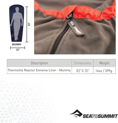 Sea to Summit Thermolite Reactor Extreme Sleeping Bag Liner - Red, 90 x 210 cm for Ultimate Warmth