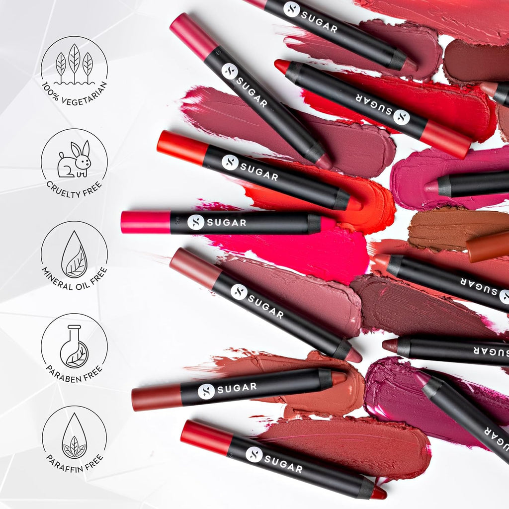 SUGAR Cosmetics Matte As Hell Crayon Lipstick - Long-Lasting 8+ Hours | 2.8g - 07 Viola