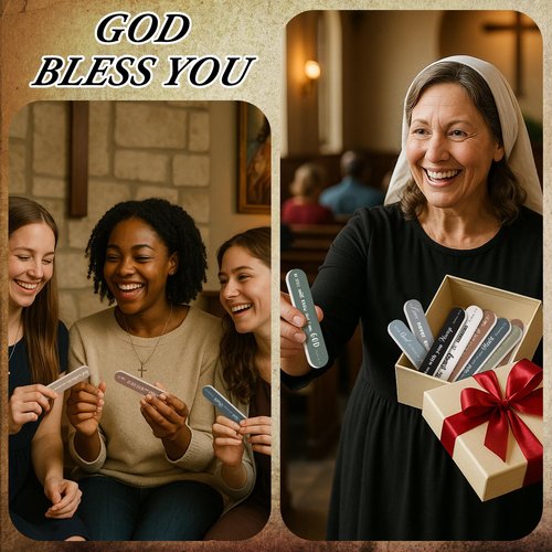 Lanties 50 Pcs Christian Gifts for Women Bulk Religious Easter Gift Christian Nail File Bulk Mini Bible Scripture Emery Board Nail Files Religious Appreciation Gifts for Employee Staff Coworker