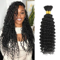 20 Inch Human Braiding Hair For Boho Braids Deep Wave Bulk Human Hair for Braiding 100g/pack 2 Bundles Human Braids Hair Extensions No Weft