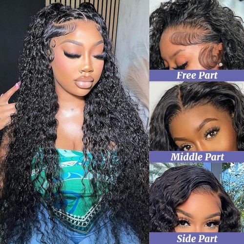 Isufer 6x6 Closure Water Wave Frontal Hd Transparent Lace 10 Inch Pre Plucked Natural Hairline With Baby Hair High Density Wet And Wavy Brazilian Virgin Human Hair