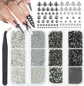 qiipii Metallic Black Silver 3D Mini Metal Punk Bullet Rivet Nail Charms Flat Bottomed Alloy Pointed Cone Spike Nail Art Rhinestones Pearls Gems Studs Steel Beads Balls for Acrylic Nails Goth Manicure