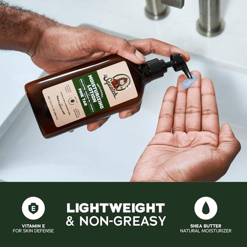 Dr. Squatch Natural Hand and Body Lotion for Men - 24-Hour Moisturization with Shea Butter & Coconut Oil - Pine Tar (10 fl oz, 2-Pack)