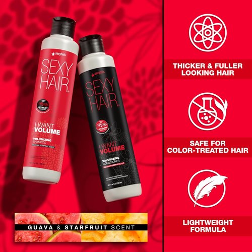 SexyHair I WANT VOLUME Shampoo & Conditioner - 10% More Volume | Lightweight Formula for All Hair Types