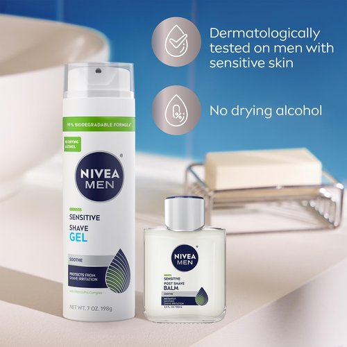 NIVEA MEN Sensitive Shaving Set for Men, Sensitive Shave Gel (7 Oz) + Soothing Post Shave Balm Aftershave (3.3 Fl Oz), Enriched with Chamomile Extract and Vitamin E, For Sensitive Skin