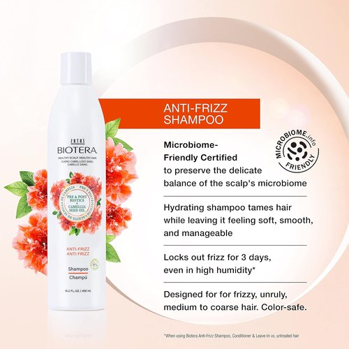 Biotera Anti Frizz Smoothing Shampoo - Smooths Frizzy Hair | Microbiome Friendly & Vegan | Paraben Free