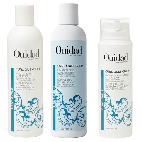 Ouidad Curl Quencher Bundle | Moisturizing Shampoo, Conditioner & Curl Cream - 8.5 fl oz Each, Vegan & Color-Safe