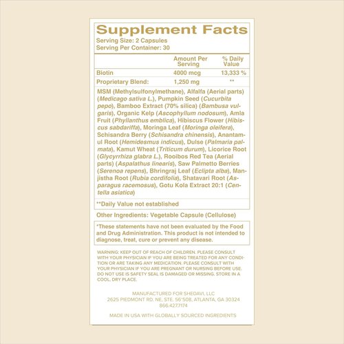 Shedavi Iconic Natural Hair Vitamins - Fast Hair Growth & Thicker Hair | Vegan Supplements (60 Capsules)