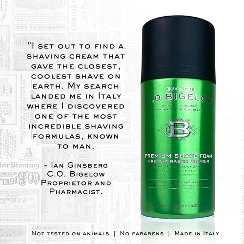 C.O. Bigelow Shaving Foam - Eucalyptus Oil Men's Shaving Cream for All Skin Types | 5.2 oz