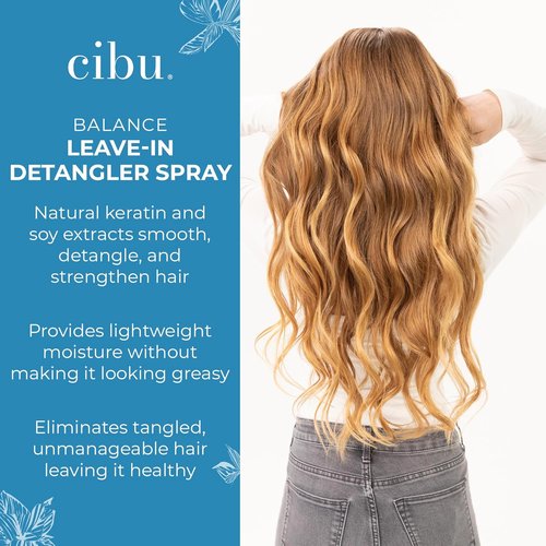 CIBU Balance Leave-In Moisturizing Detangler Spray | Nourishing Conditioner for All Hair Types - 8 Ounces