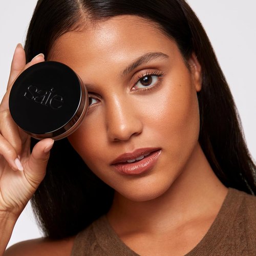 Saie Sun Melt Cream Bronzer - Buildable Balm for Effortless Sculpting - Enriched with Vitamin C, Medium Bronze (1 oz)