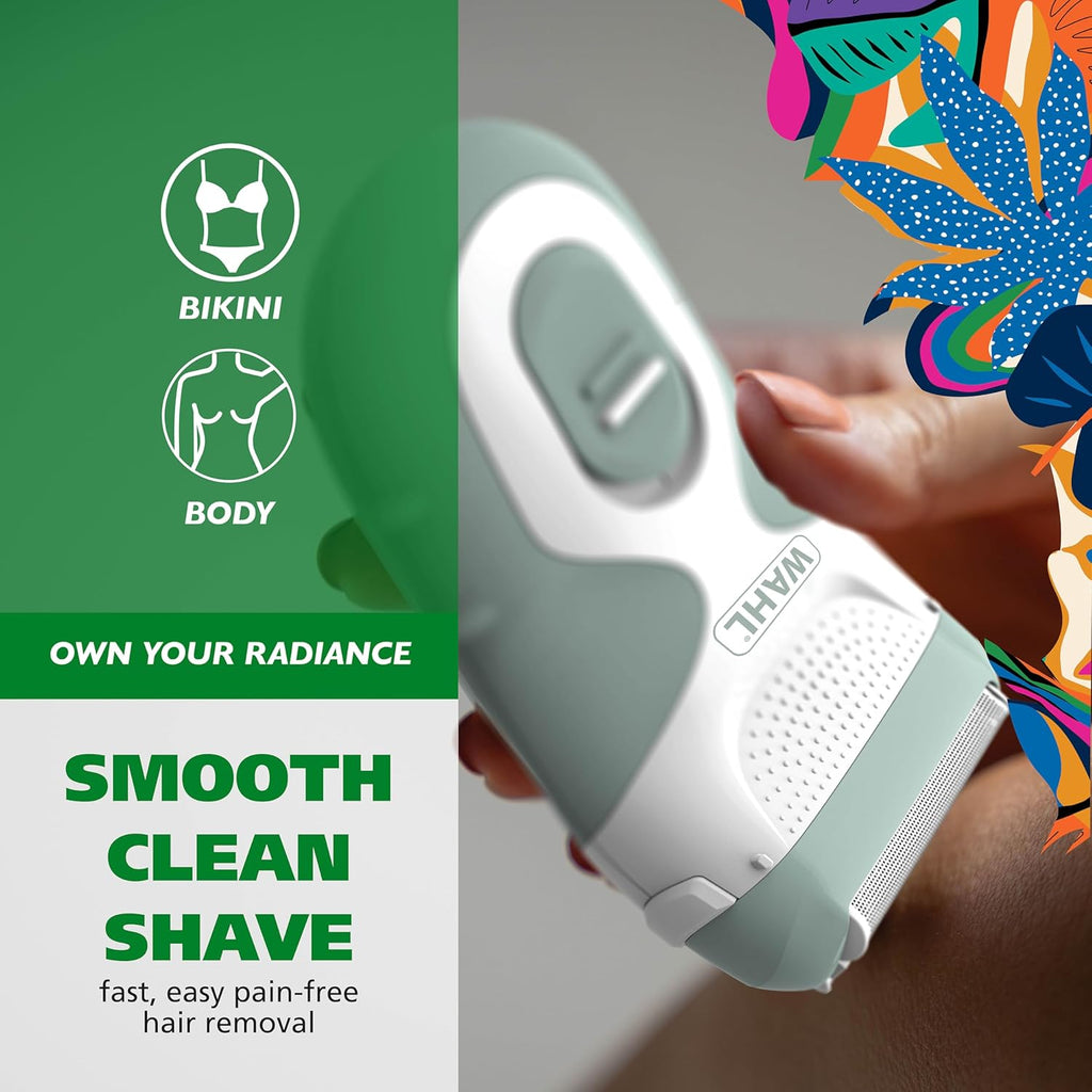 Wahl Be Radiant Electric Shaver for Women - Smooth Shave with Dual Foil Head & Long Hair Trimmer - Cordless Model 3028462