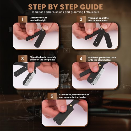 Utopia Care Professional Straight Razor for Men, Barber Straight Edge Razor Safety with 100 Pack Blades, Black