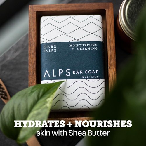 Oars + Alps Exfoliating Bar Soap for Men - Deep Cleaning with Shea Butter & Jojoba Oil | All Skin Types, 1 Pack