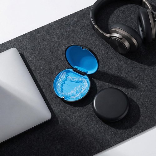 HEMILAB 2 Pack Retainer Case, Compatible with Invisalign, Slim Aligner Case with Removal Tool, Aligner Seaters & Brush, Pocket Size Secure Magnetic Closure for Travel - Black