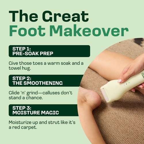 HAPPY SOLES Electric Sole Buffer Foot Callus Remover - FSA Eligible HSA Rechargeable Electric Foot File - Professional Pedicure Tool - Smooth Cracked Heels & Calloused Feet - Ultimate Self-Care Tool