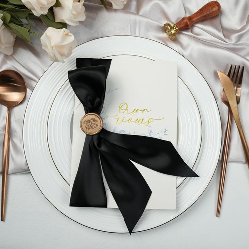 Black Ribbon 2 Inch Double Face Satin Ribbon - Thick Wedding & Craft Decor | 25 Yards